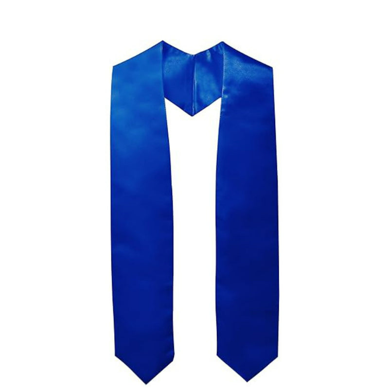 Satin graduation stole royal blue drape with V-neck contour