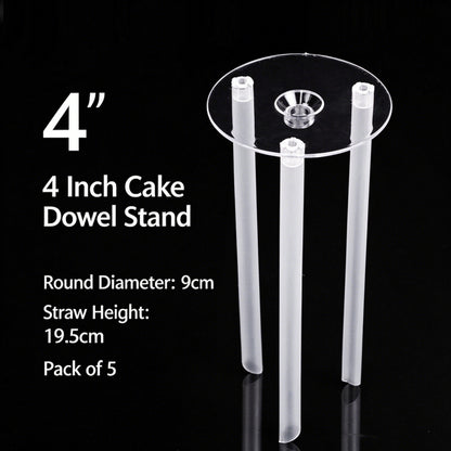 Plastic cake dowel stand - 4-inch standard clear 5-set specifications