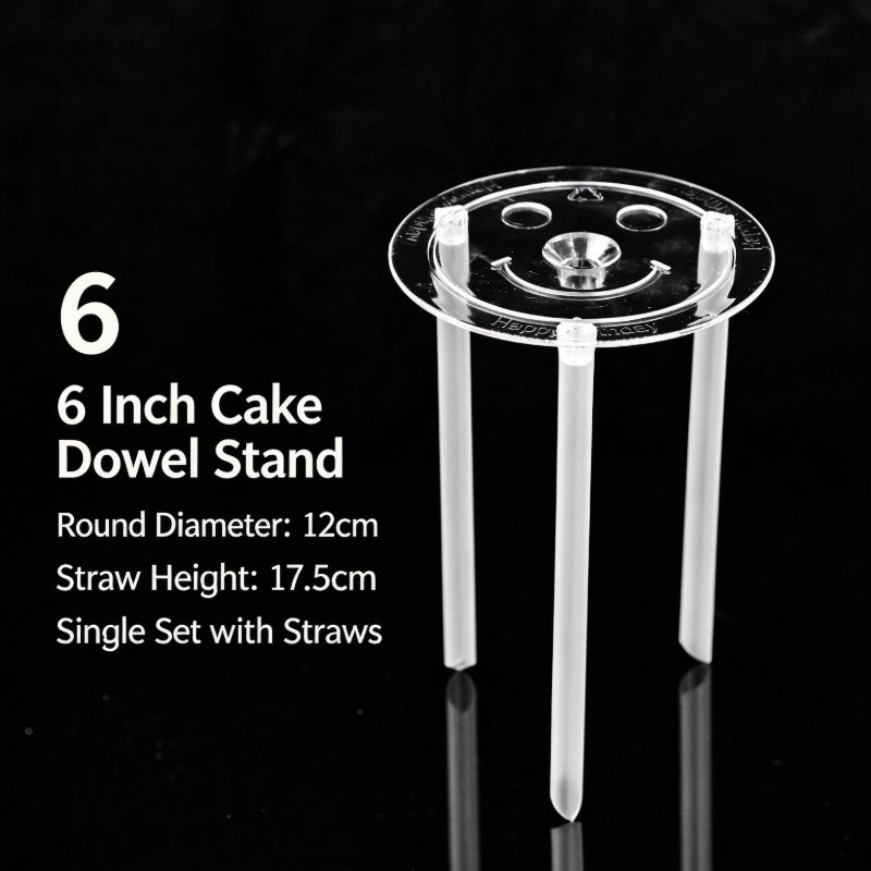 Plastic cake dowel stand - 6-inch reinforced clear 5-set pack