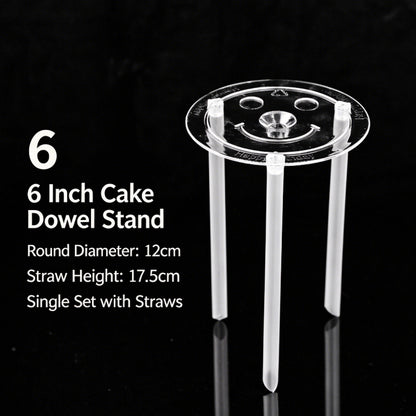 Plastic cake dowel stand - 6-inch reinforced clear 5-set pack