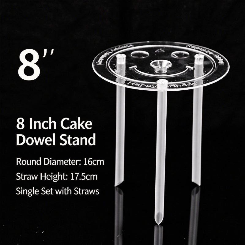Plastic cake dowel stand - 8-inch reinforced clear 5-set pack