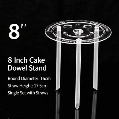 Plastic cake dowel stand - 8-inch reinforced clear 5-set pack
