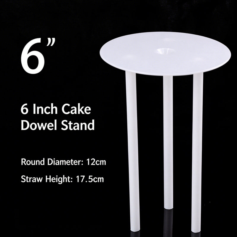 Plastic cake dowel stand - 12cm white plate for 6-inch cake 5-set pack