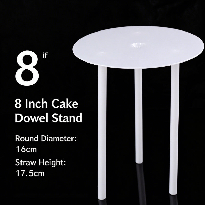 Plastic cake dowel stand - 16cm white plate for 8-inch cake 5-set pack