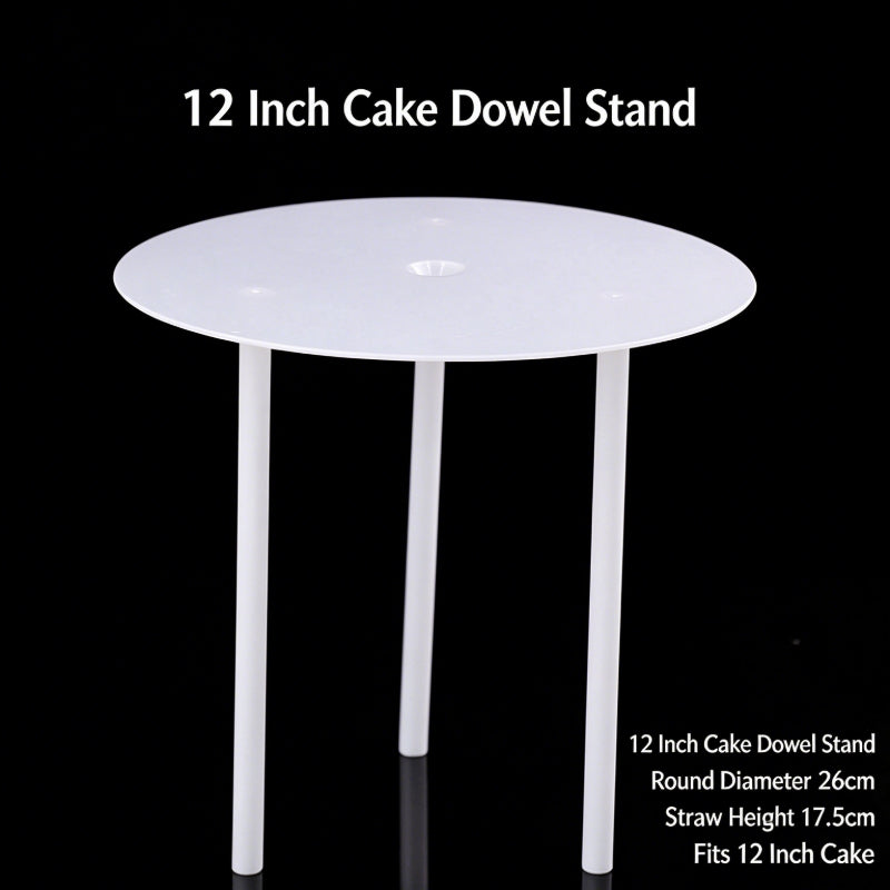 Plastic cake dowel stand - 26cm white plate for 12-inch cake 5-set pack
