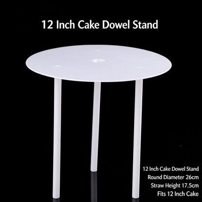 Plastic cake dowel stand - 26cm white plate for 12-inch cake 5-set pack