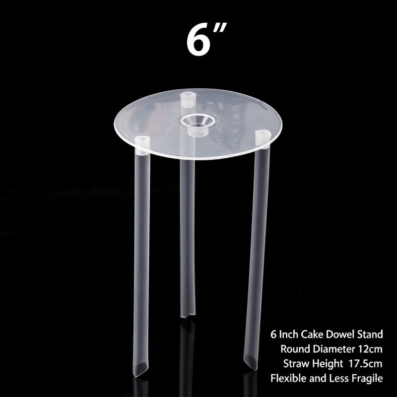 Plastic cake dowel stand - 12cm clear plate for 6-inch cake 5-set pack