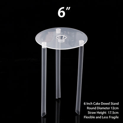 Plastic cake dowel stand - 12cm clear plate for 6-inch cake 5-set pack