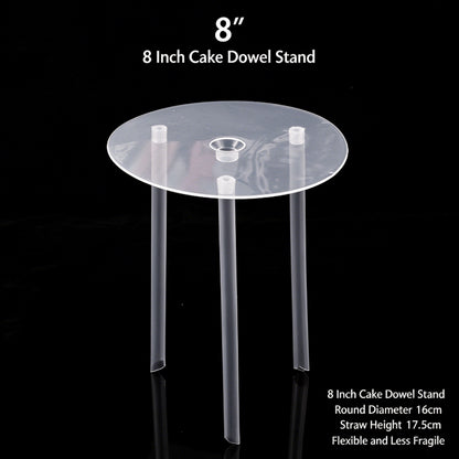 Plastic cake dowel stand - 16cm clear plate for 8-inch cake 5-set pack