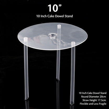Plastic cake dowel stand - 20cm clear plate for 10-inch cake 5-set pack