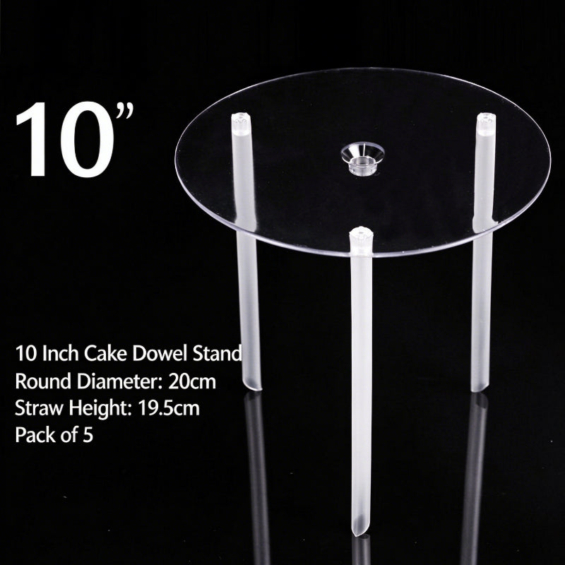 Plastic cake dowel stand - 10-inch standard clear 5-set pack