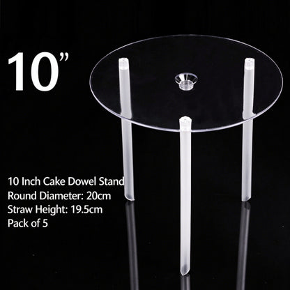 Plastic cake dowel stand - 10-inch standard clear 5-set pack