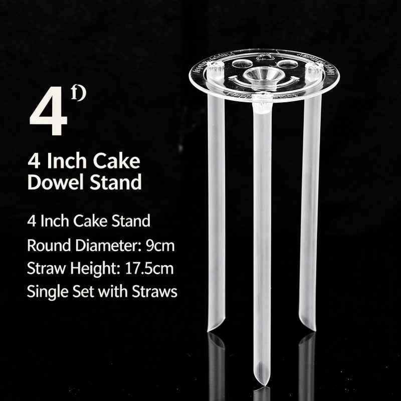 Plastic cake dowel stand - 4-inch reinforced clear 5-set pack