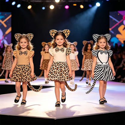 Girls performing on stage in plush animal ears costume sets