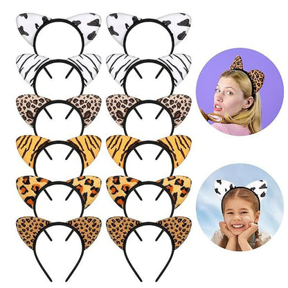 Various animal ears costume headbands grid display with models