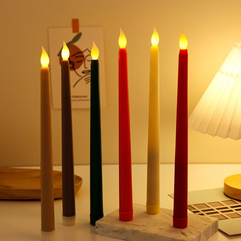 Long Stem Flameless LED Candle with Remote – Pointed Top Electronic Candle for Birthday Dinner, Wedding Centerpiece & Spooky Event