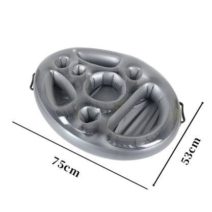 Inflatable Floating Ice Bar, Pool Party Drink Holder & Self-Serve Ice Tray, Portable Beverage Rack with Multi-Hole Coaster Tray