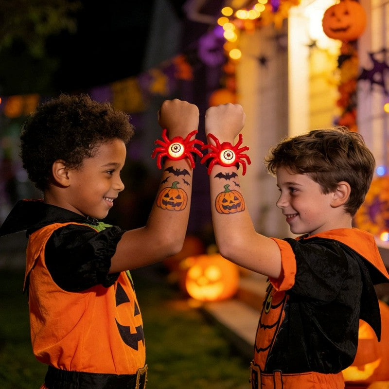 Pop-Eye Glowing Spider Bracelet Watch – Light Up Halloween Wrist Toy with Flashing LED Eyes, Fun Costume Accessory for Boys & Girls