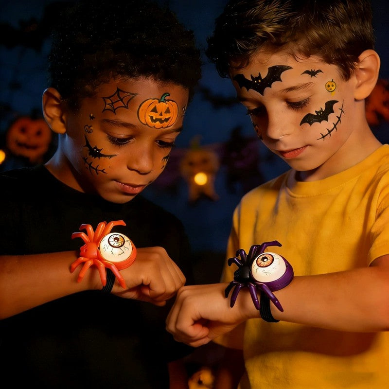 Pop-Eye Glowing Spider Bracelet Watch – Light Up Halloween Wrist Toy with Flashing LED Eyes, Fun Costume Accessory for Boys & Girls