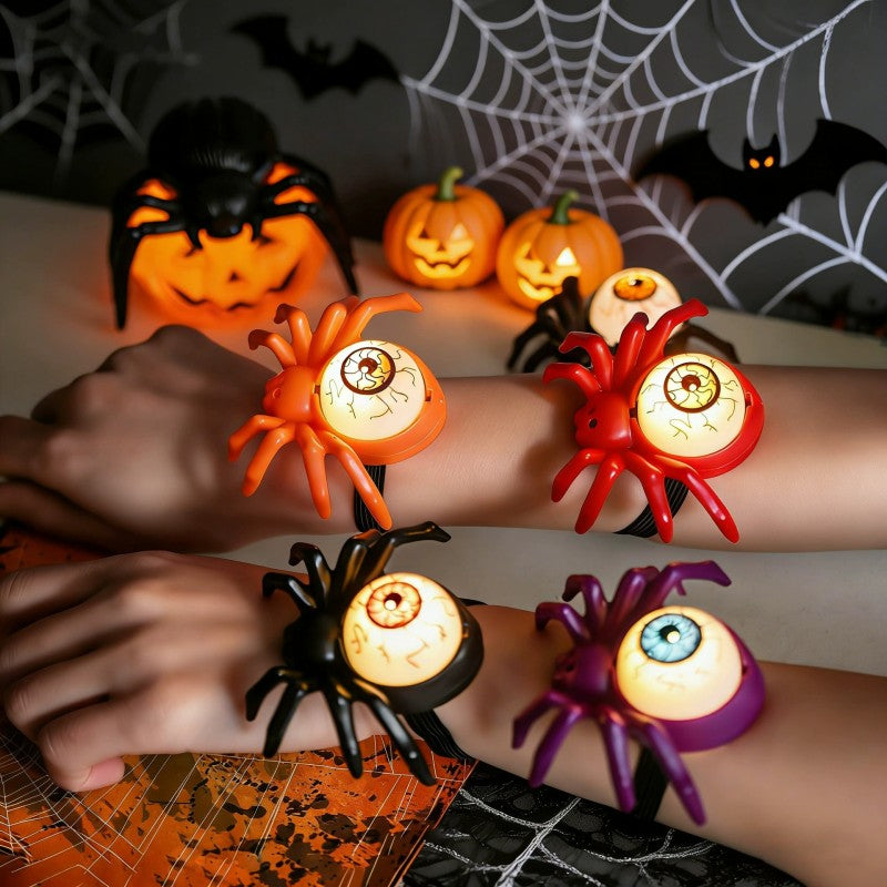 Pop-Eye Glowing Spider Bracelet Watch – Light Up Halloween Wrist Toy with Flashing LED Eyes, Fun Costume Accessory for Boys & Girls