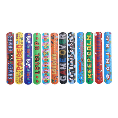 PVC slap bracelet gaming letters row assorted flat view