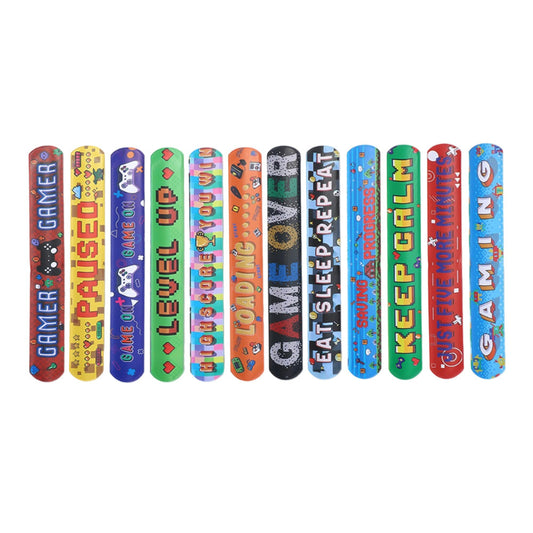 PVC slap bracelet gaming letters row assorted flat view