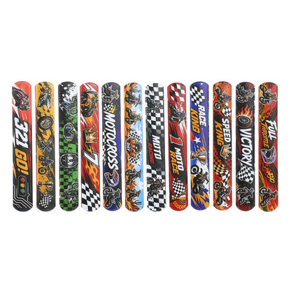 PVC slap bracelet motorcycle racing checkered flags flat display