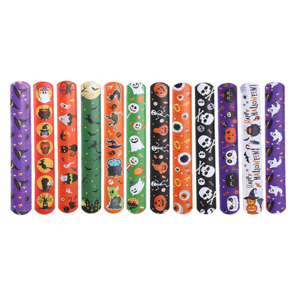 PVC slap bracelet Halloween pumpkin bats skulls assorted row