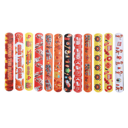 PVC slap bracelet firefighter rescue trucks red yellow row