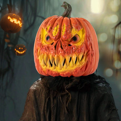 Halloween Pumpkin Face Mask – Foam Latex Prop for Cosplay & Home Decoration (Blood Drip, Green, Yellow, Black)