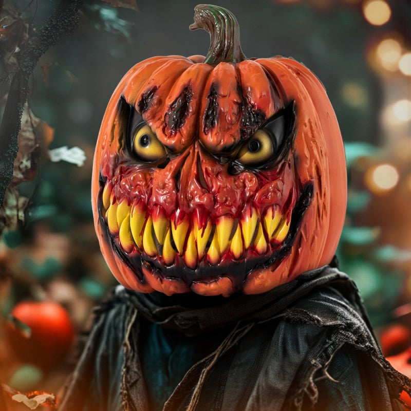 Halloween Pumpkin Face Mask – Foam Latex Prop for Cosplay & Home Decoration (Blood Drip, Green, Yellow, Black)