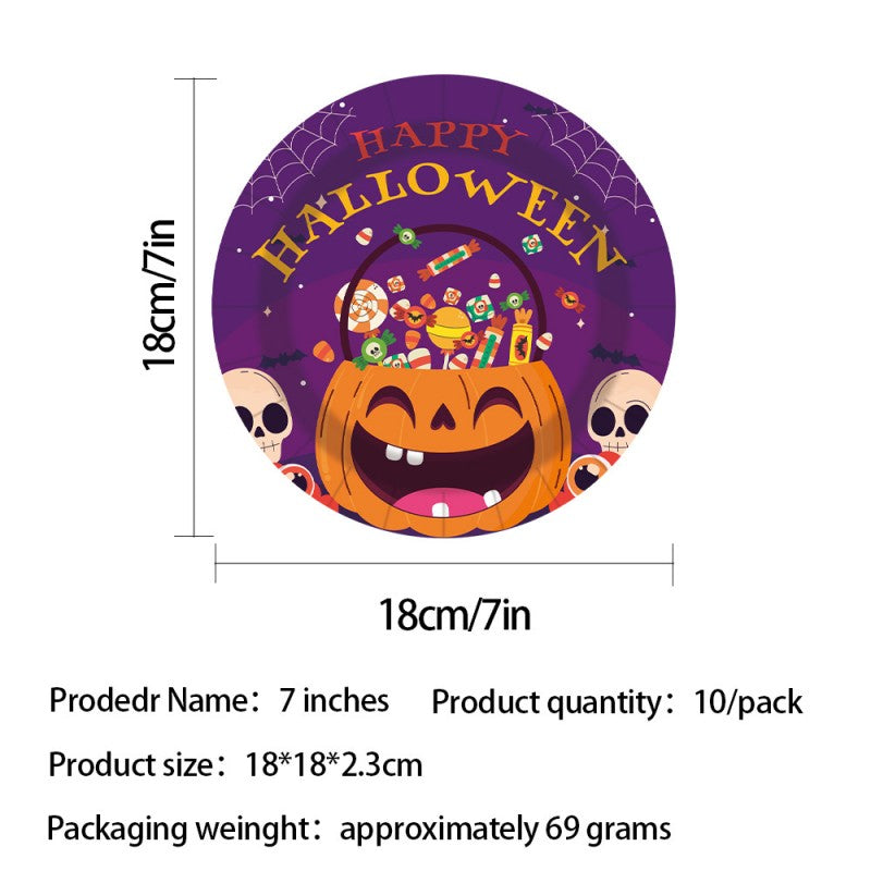 Purple Pumpkin Halloween Party Set – Disposable Plates, Cups, Napkins & Table Decor for Spooky Celebration