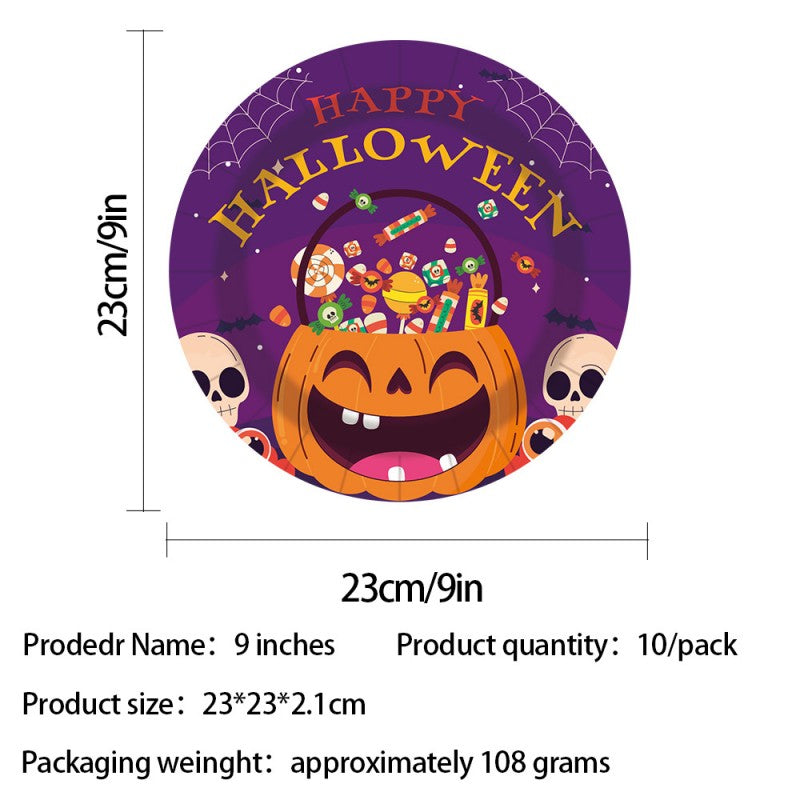 Purple Pumpkin Halloween Party Set – Disposable Plates, Cups, Napkins & Table Decor for Spooky Celebration