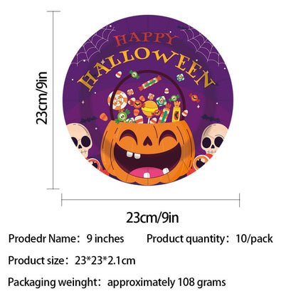 Purple Pumpkin Halloween Party Set – Disposable Plates, Cups, Napkins & Table Decor for Spooky Celebration