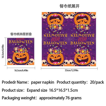 Purple Pumpkin Halloween Party Set – Disposable Plates, Cups, Napkins & Table Decor for Spooky Celebration