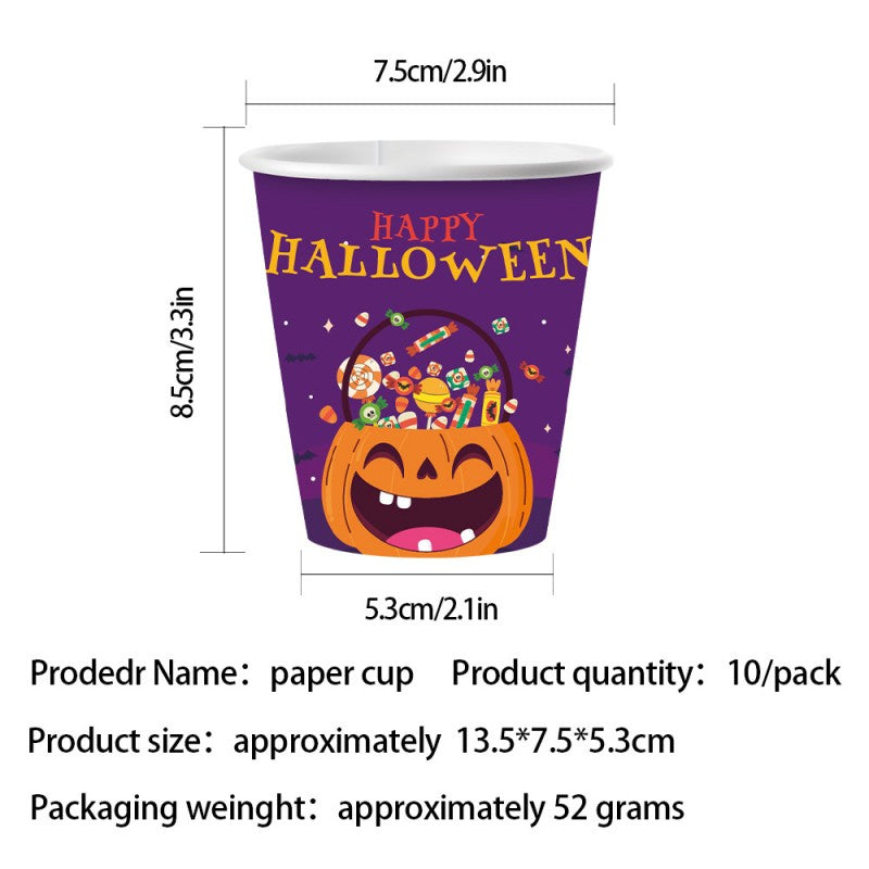 Purple Pumpkin Halloween Party Set – Disposable Plates, Cups, Napkins & Table Decor for Spooky Celebration