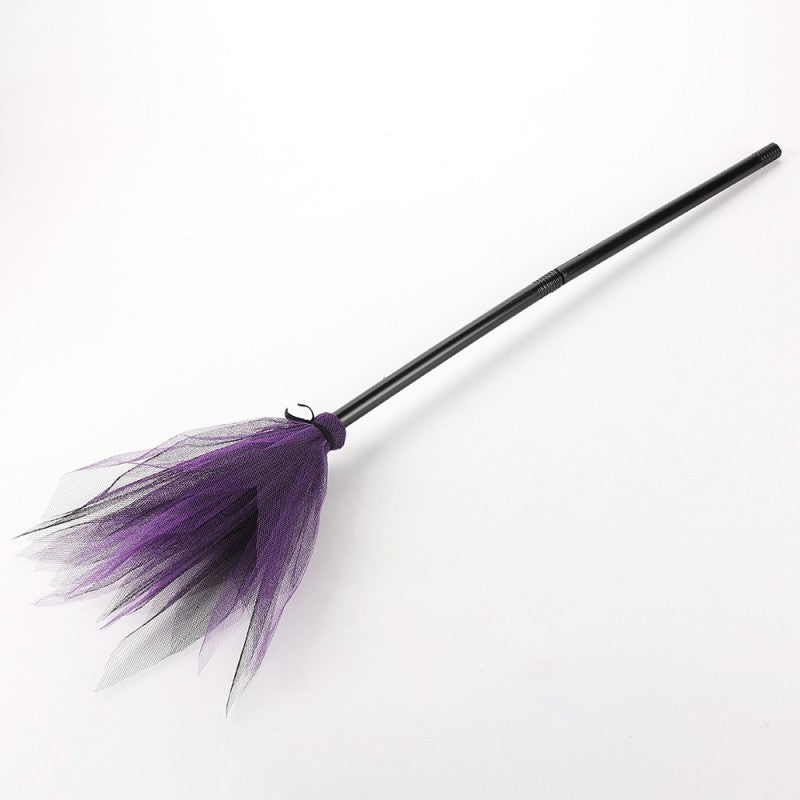 Witch Broomstick Prop | Detachable Hard Mesh Broom for Halloween Cosplay | 80cm