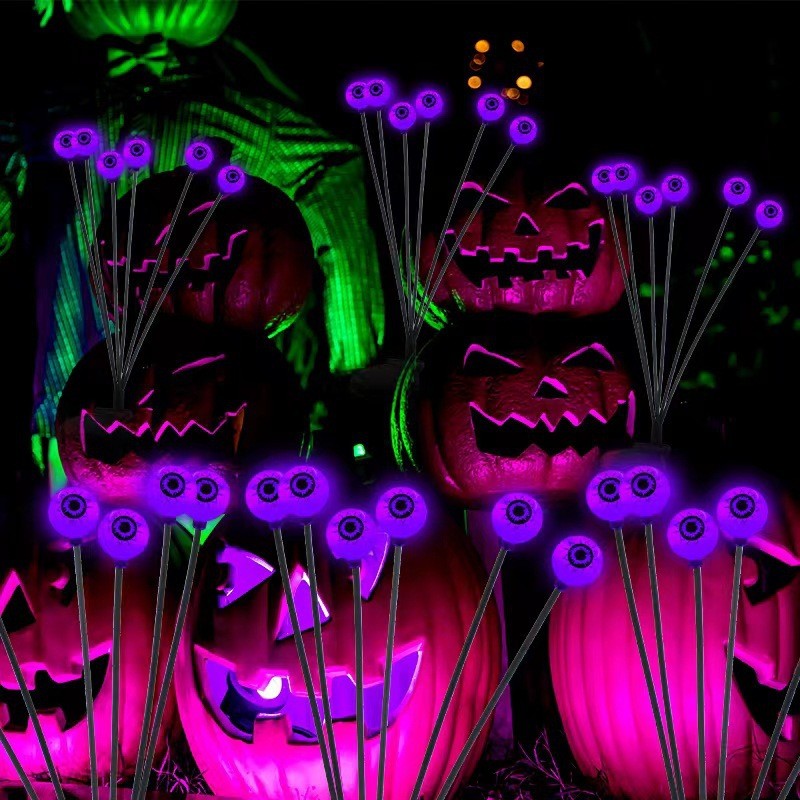 6-Head Ghost Eye Solar Ground Stake Light – Spooky Eyeball Lamp for Yard, Lawn, Pathway, Halloween Graveyard & Xmas Winter Wonderland