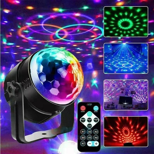 Remote Control LED Disco Ball Light – 7 Color Rotating Stage Light with Sound Activation, DJ Party Lamp for KTV, Bar & Dance Club