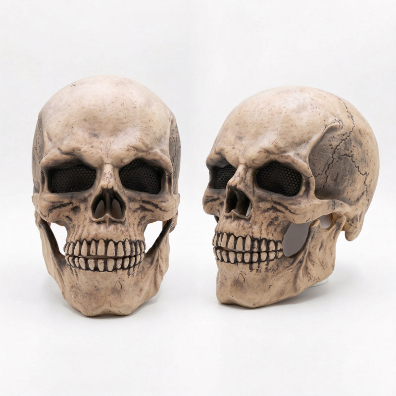 Realistic skull mask natural bone and pale grey colors