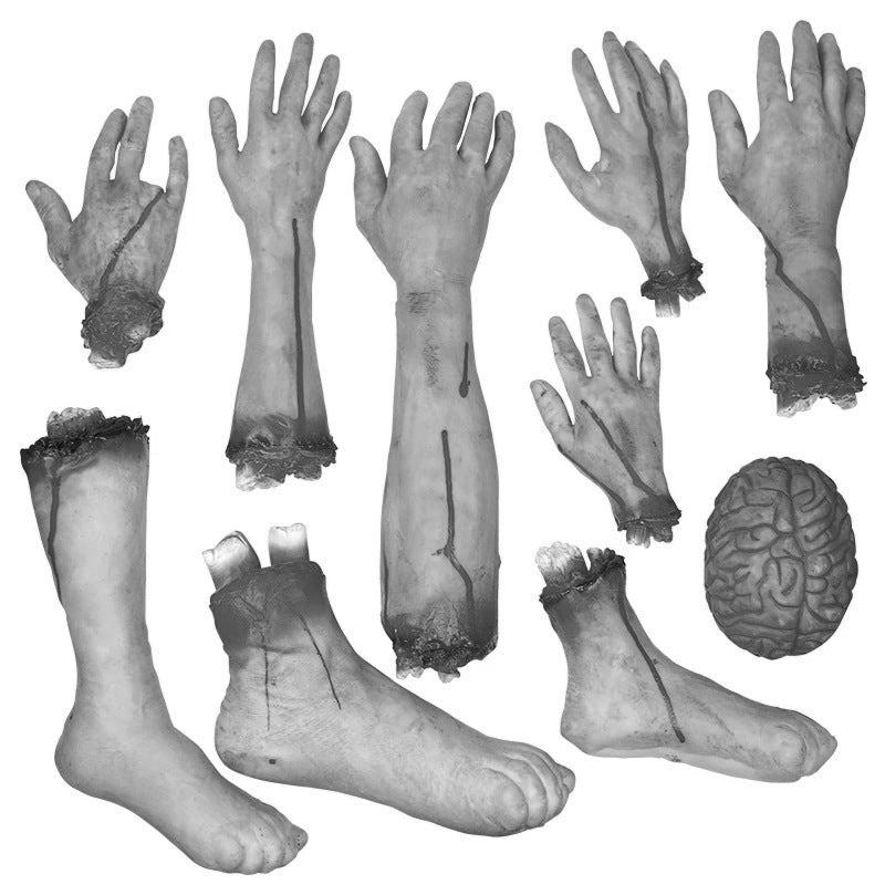Haunted House Prop Set – Fake Severed Hand, Bloody Foot & Simulated Heart for Escape Room, Bar & Halloween Prank Decor