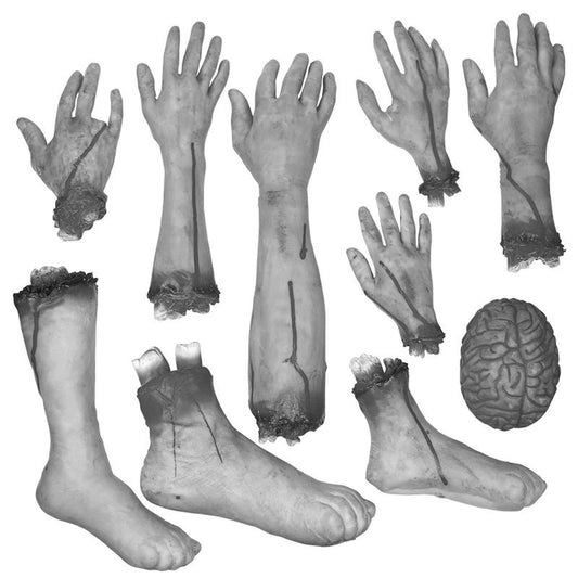 Haunted House Prop Set – Fake Severed Hand, Bloody Foot & Simulated Heart for Escape Room, Bar & Halloween Prank Decor