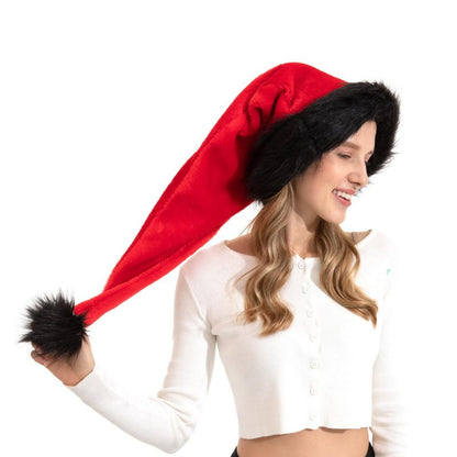 Extra Long Plush Santa Hat – Fluffy Christmas Cap for Holiday Decor, Costume Party & Gift Giving