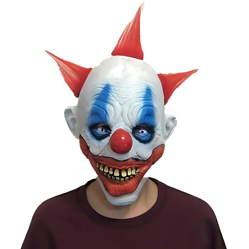 Funny Clown Face Mask with Crazy Hair Wig – Halloween Joker Costume Set for Masquerade Ball, Stage Show & Prank Party