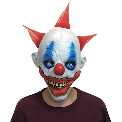 Funny Clown Face Mask with Crazy Hair Wig – Halloween Joker Costume Set for Masquerade Ball, Stage Show & Prank Party