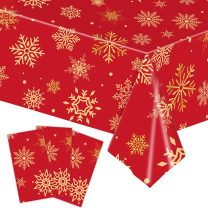 Red snowflake Christmas tablecloth
