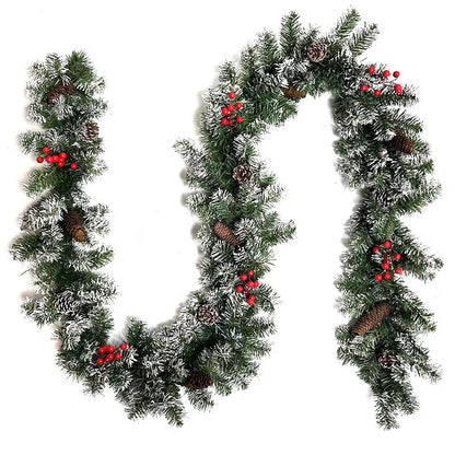 Red Berry & Pinecone Christmas Door Swag – Dense Artificial Vine Garland for Front Door, Wreath Making & Holiday Entry Deco