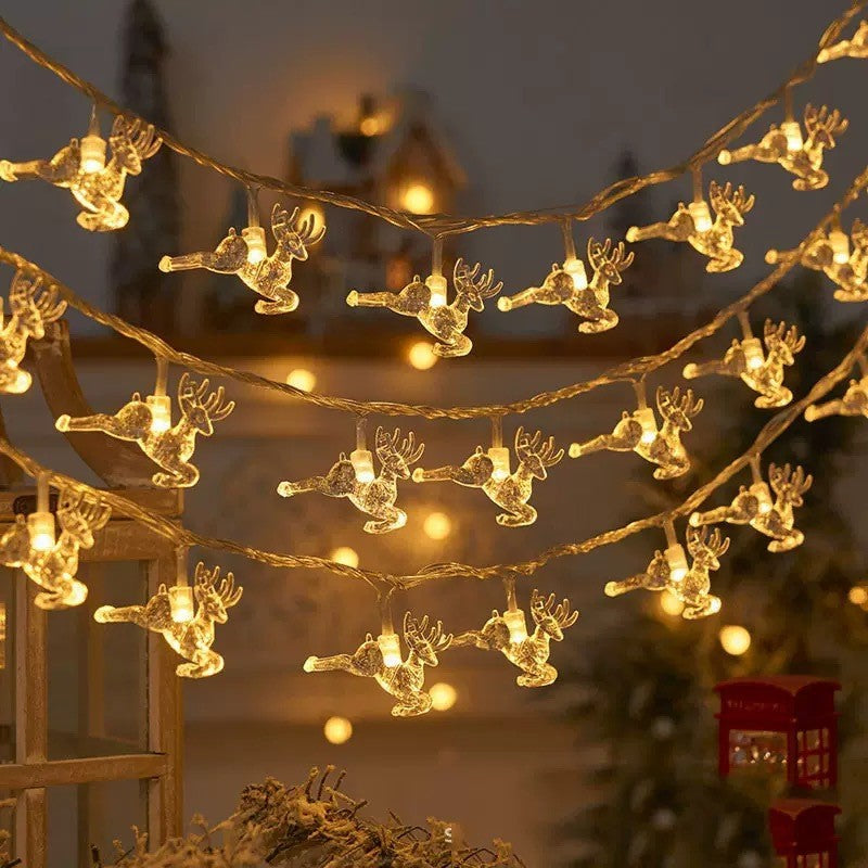 LED Christmas Light Set – Snowflake, Reindeer, Christmas Tree & Star Shapes for Outdoor Camping, Garden & Holiday Ambiance Decoration