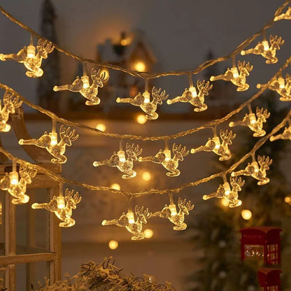 LED Christmas Light Set – Snowflake, Reindeer, Christmas Tree & Star Shapes for Outdoor Camping, Garden & Holiday Ambiance Decoration