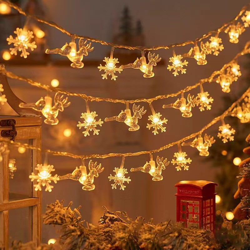 LED Christmas Light Set – Snowflake, Reindeer, Christmas Tree & Star Shapes for Outdoor Camping, Garden & Holiday Ambiance Decoration